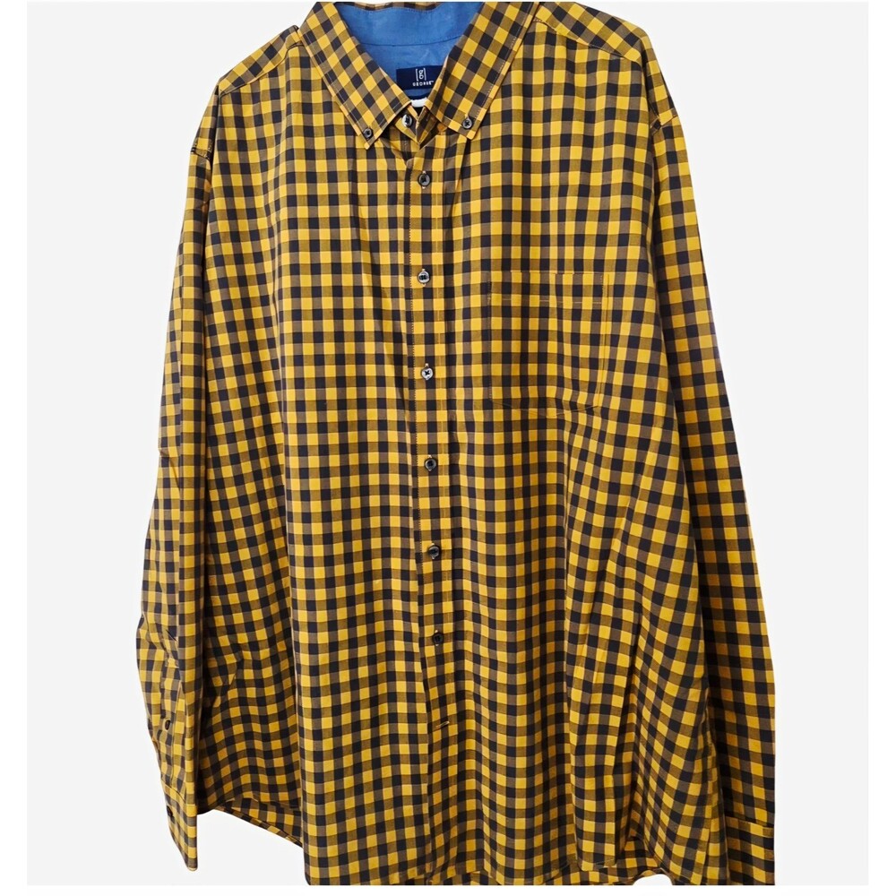 George Men's Classic Fit Button-Up Shirt Long Sleeve Button-Down Check 3XL
